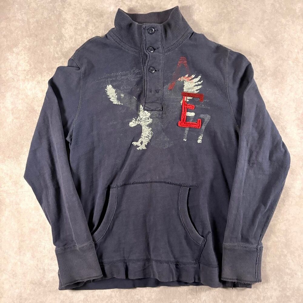 American-eagle Men's Navy and Blue Jumper